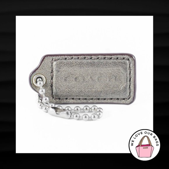 2" Medium COACH DARK GOLD LEATHER NICKEL KEY FOB BAG CHARM KEYCHAIN HANG TAG - Picture 1 of 1